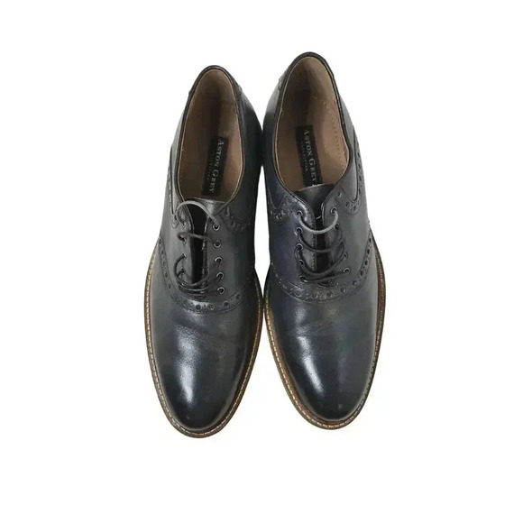 Aston Grey Mens Tokyo Oxford Dress Shoes Black Leather Almond Toe Lace Up 9.5 - Picture 2 of 5